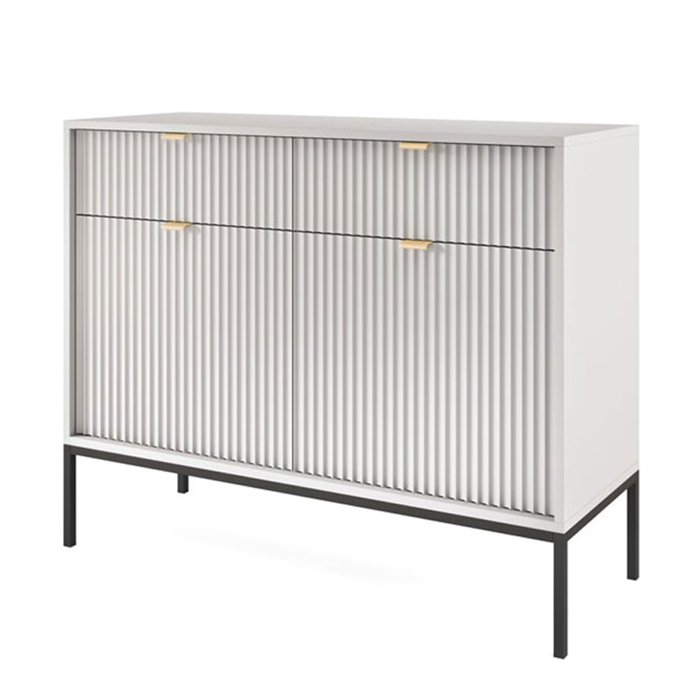 Feldmann-Wohnen Kommode mit Türen & Schubladen aus MDF, Grau / Schwarz, 104x39x83cm style modern Grau Spanplatte