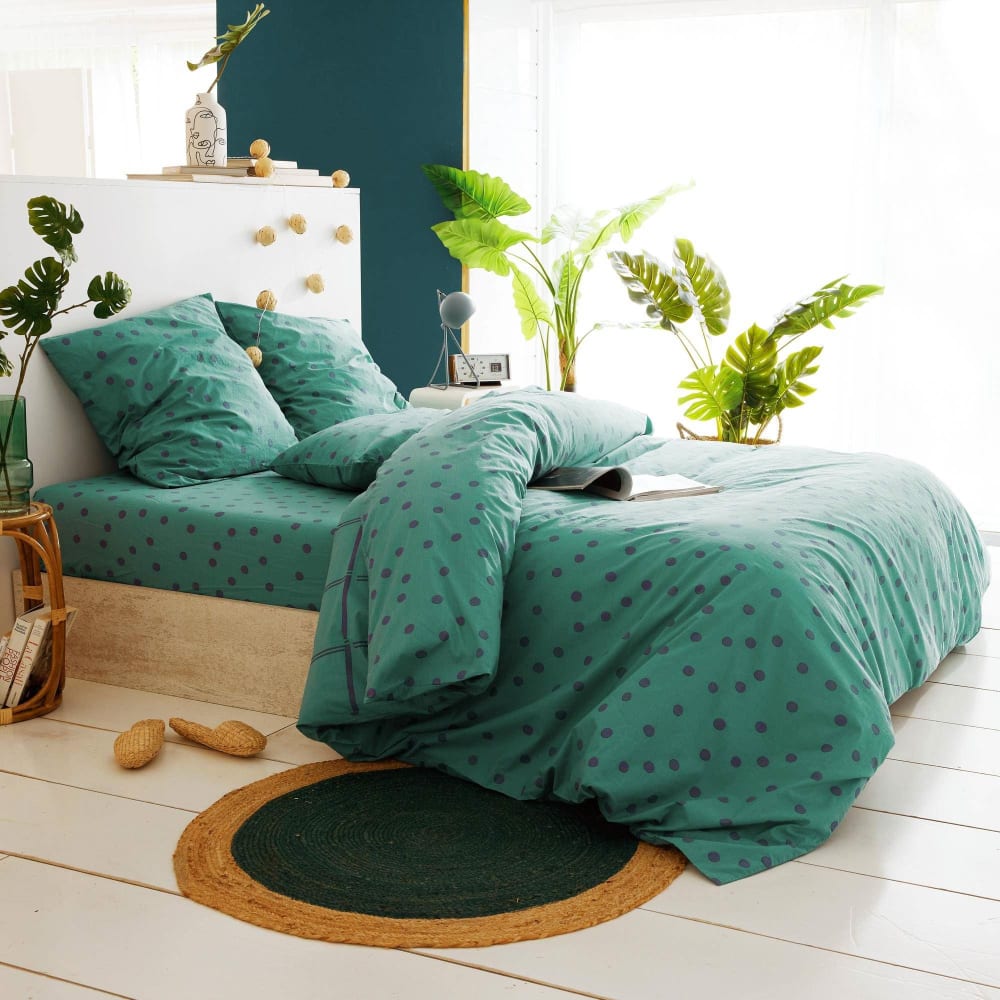 Housse de couette en coton vert 240x220cm
