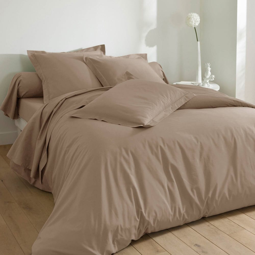 Housse de couette en coton beige 200x200cm