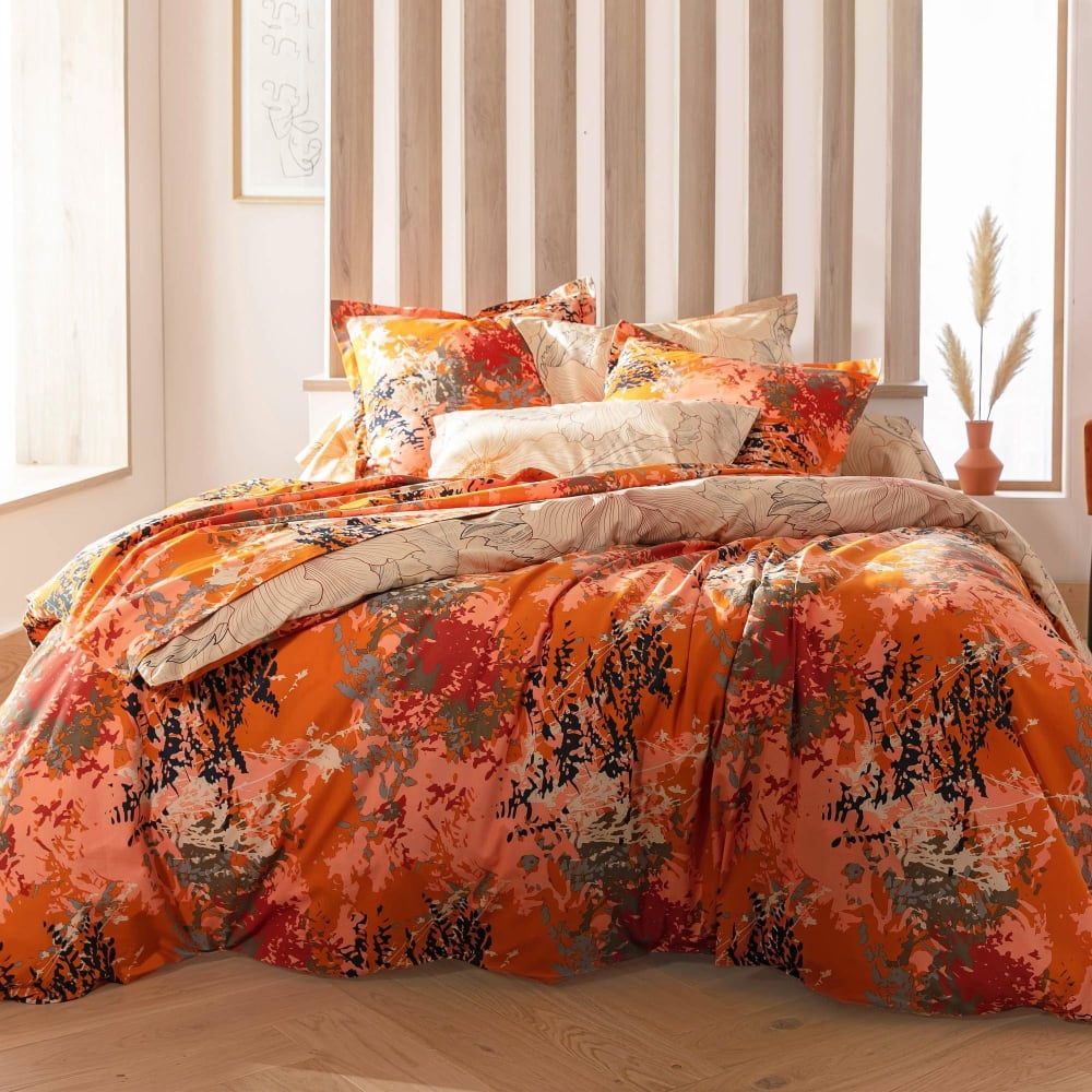 Housse de couette en coton orange 260x240cm