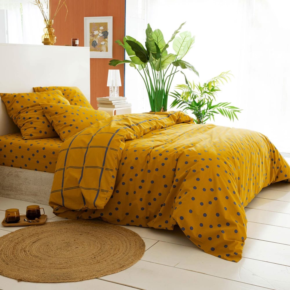 Housse de couette en coton jaune 200x200cm