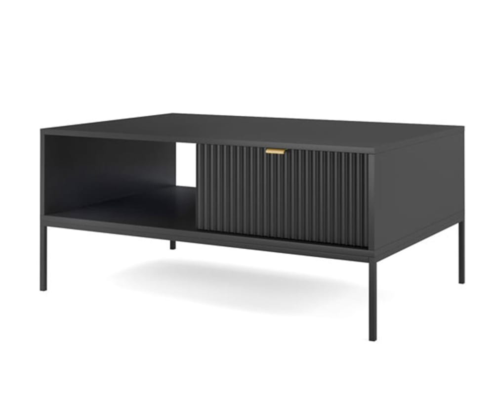 Feldmann-Wohnen Couchtisch aus Holz, 104x68x46cm, Schwarz style modern Schwarz Spanplatte