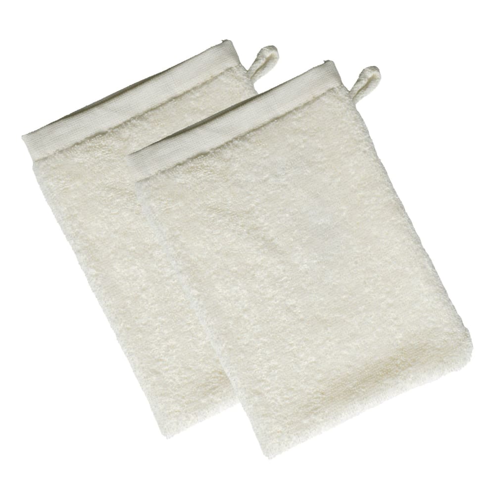Lot de 2 gants de toilette 15x21 blanc cassé en coton 480 g/m²