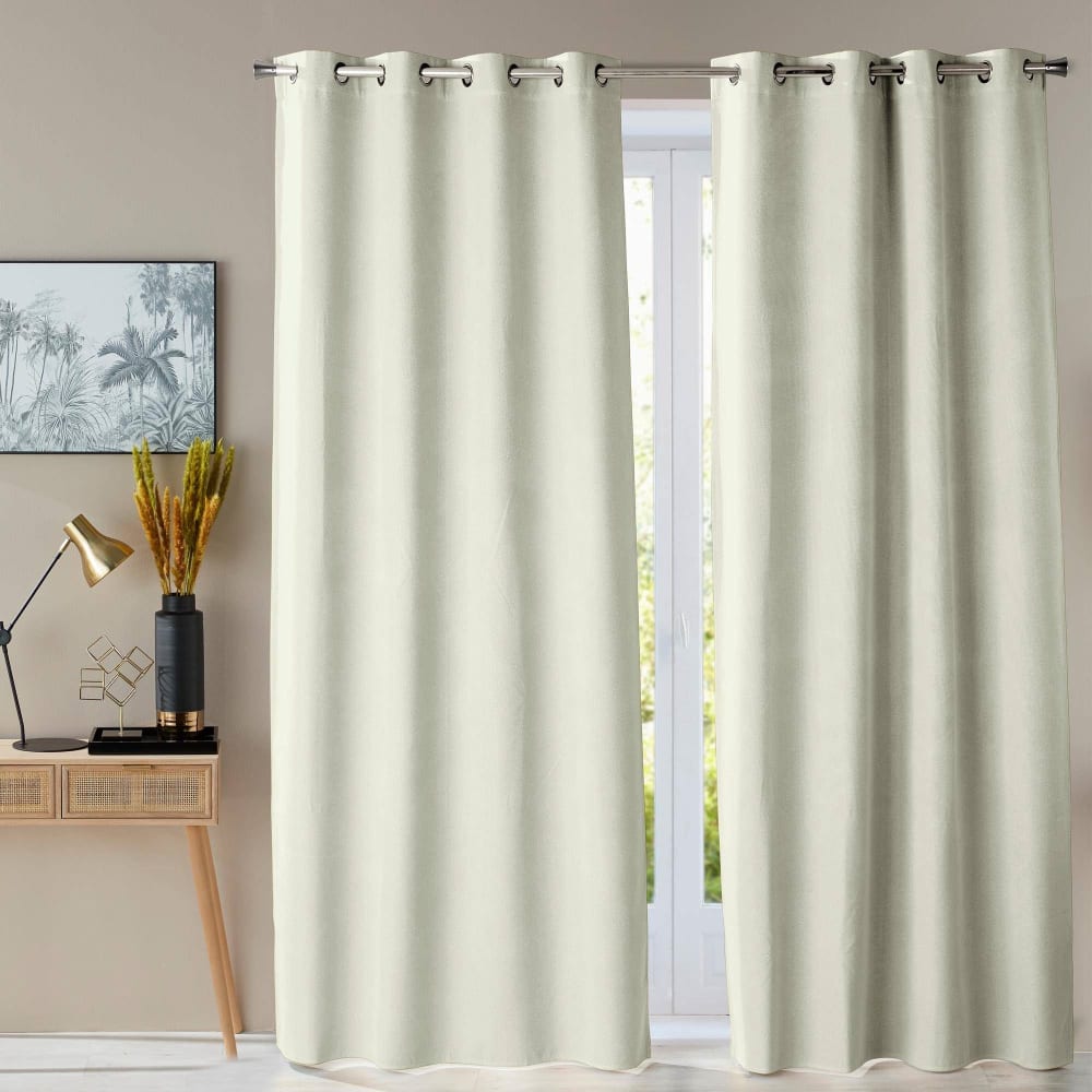 Rideau occultant en polyester blanc ivoire 140x260cm