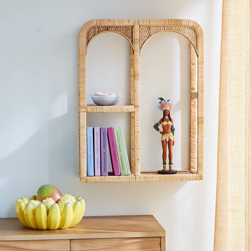 Étagère murale en bois beige unique