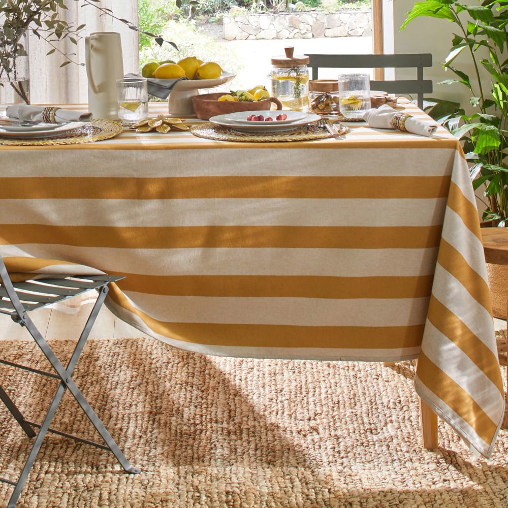 Nappe en coton jaune ocre 140x200cm