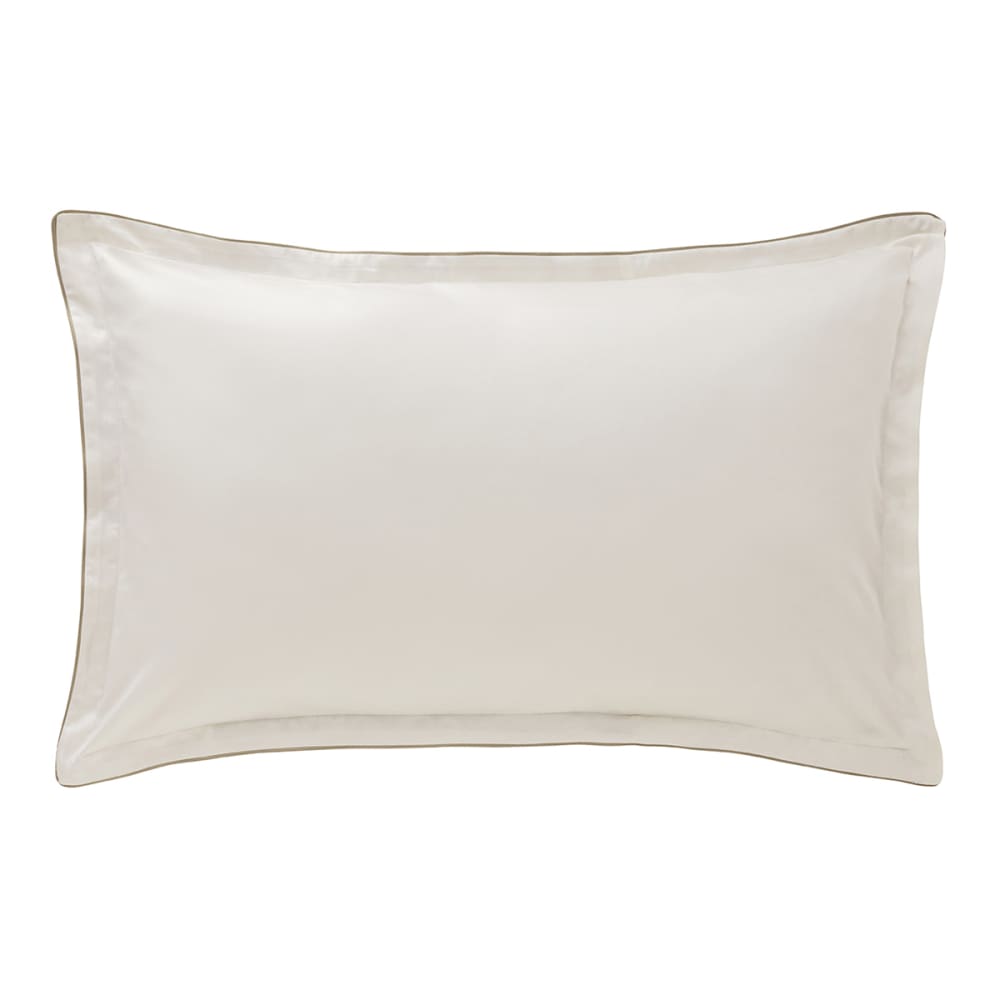 Taie d'oreiller en satin de coton beige 50x75