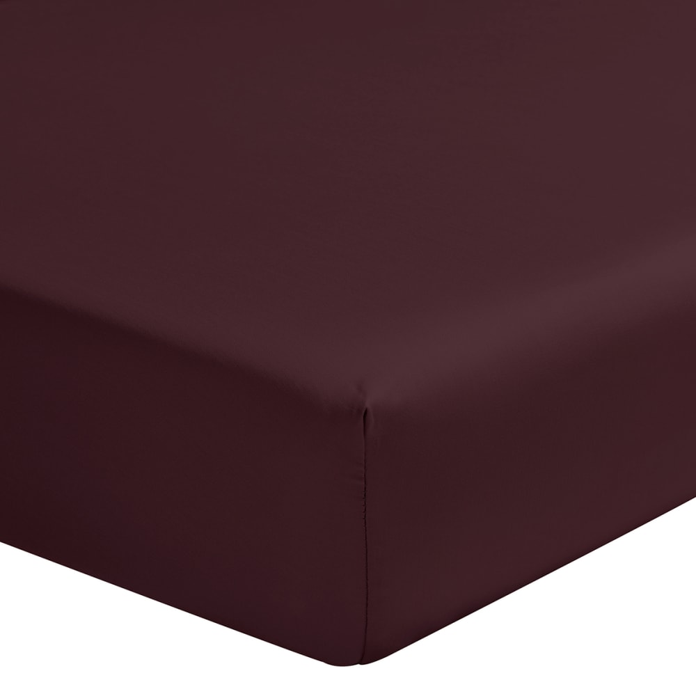 Drap housse en satin de coton violet 140x200