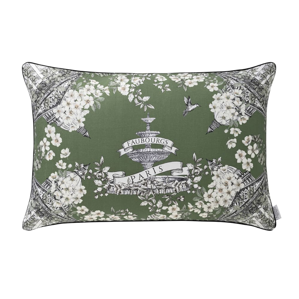 Housse de coussin en lin vert 40x60