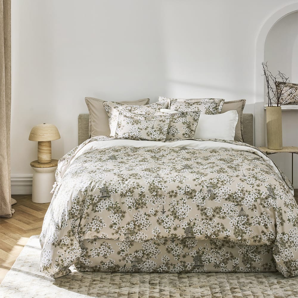 Housse de couette en satin de coton beige 240x220