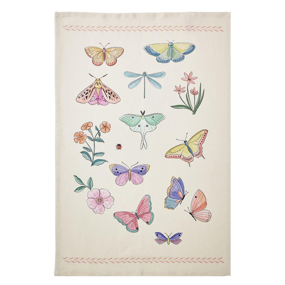 Torchon imprimé en coton et lin multicolore 50x75cm