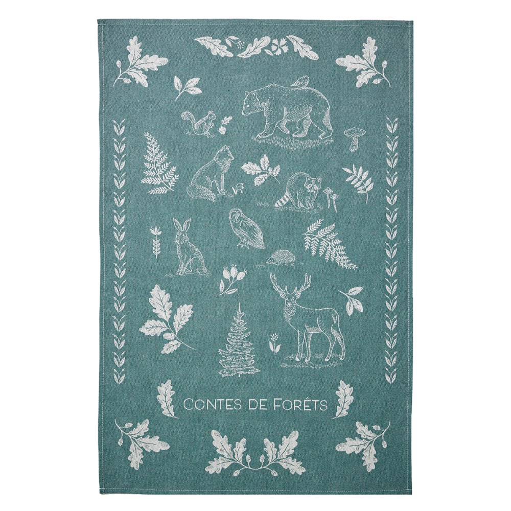 Torchon imprimé en coton blanc 50x75cm