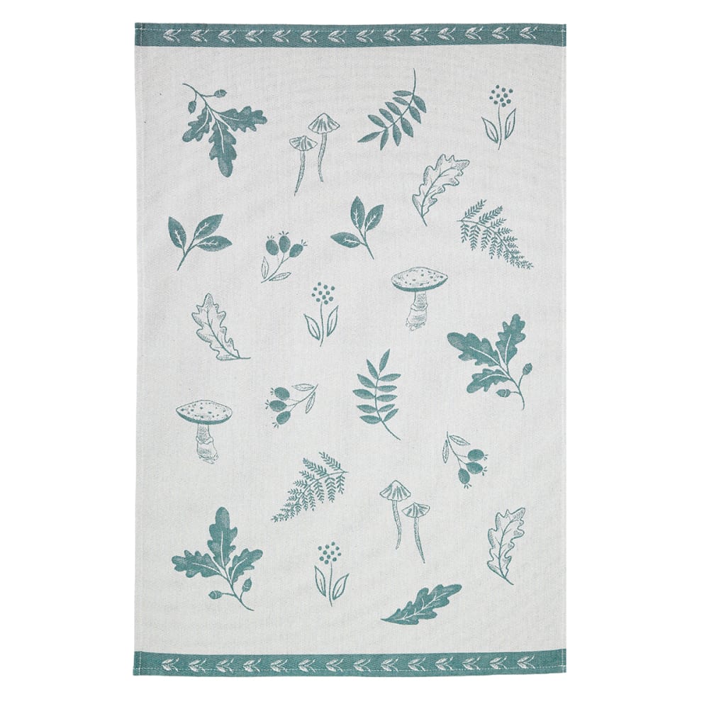 Torchon imprimé en coton bleu 50x75cm