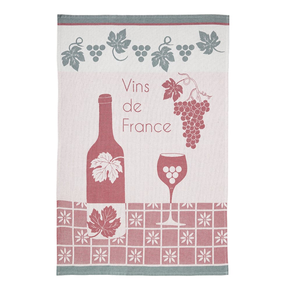 Torchon imprimé en coton bordeaux 50x75