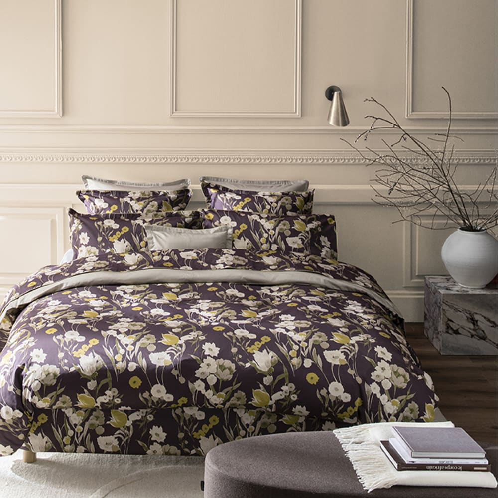 Housse de couette en satin de coton violet 260x240