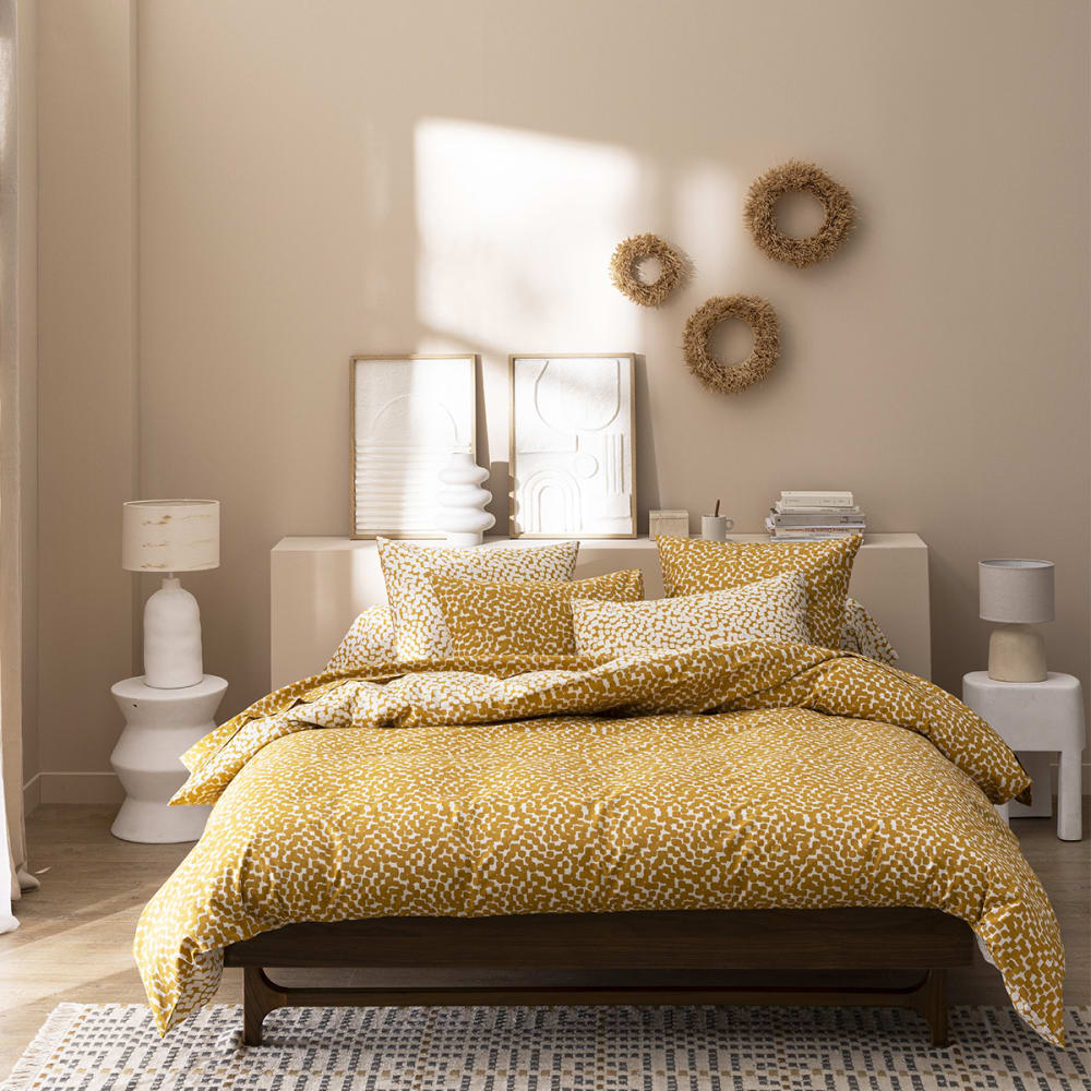 Housse de couette en bambou jaune 140x200cm