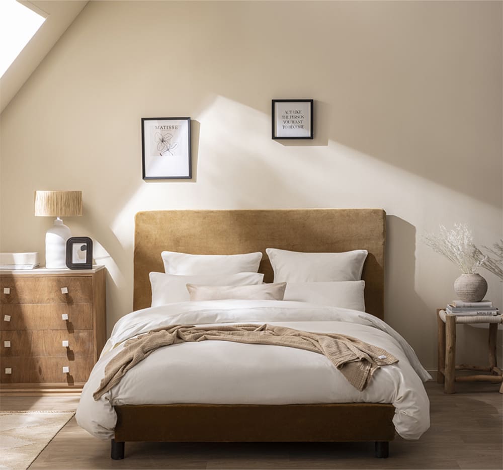 Parure de lit en flanelle de coton Beige 240 x 220 cm