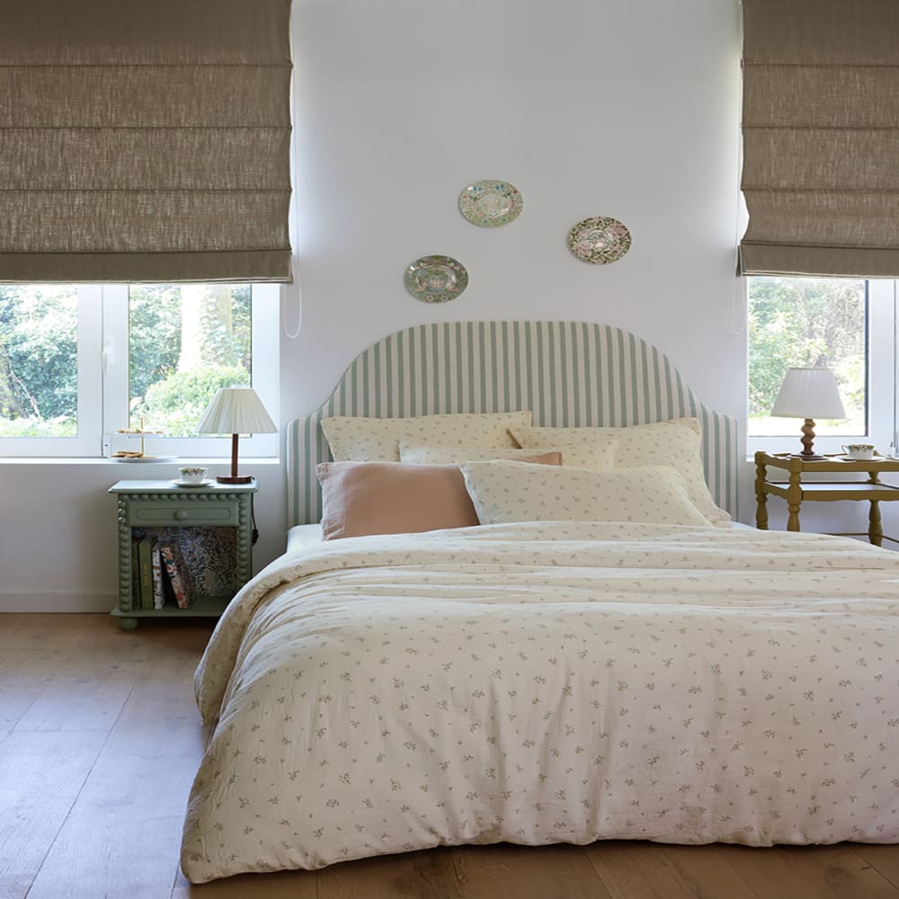 Parure de lit en gaze de coton beige 260 x 240 cm