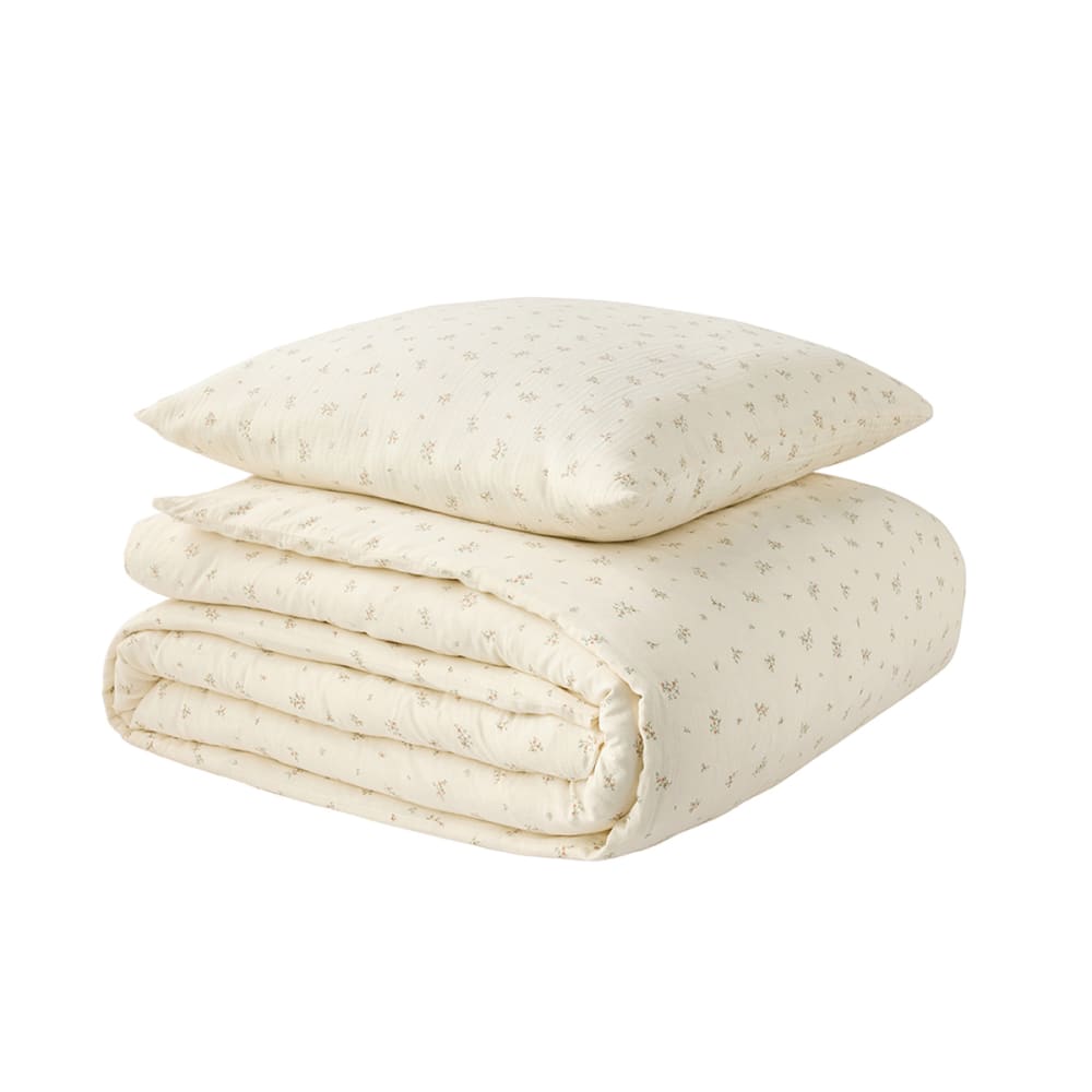 Parure de lit en gaze de coton beige 260 x 240 cm — vue 3
