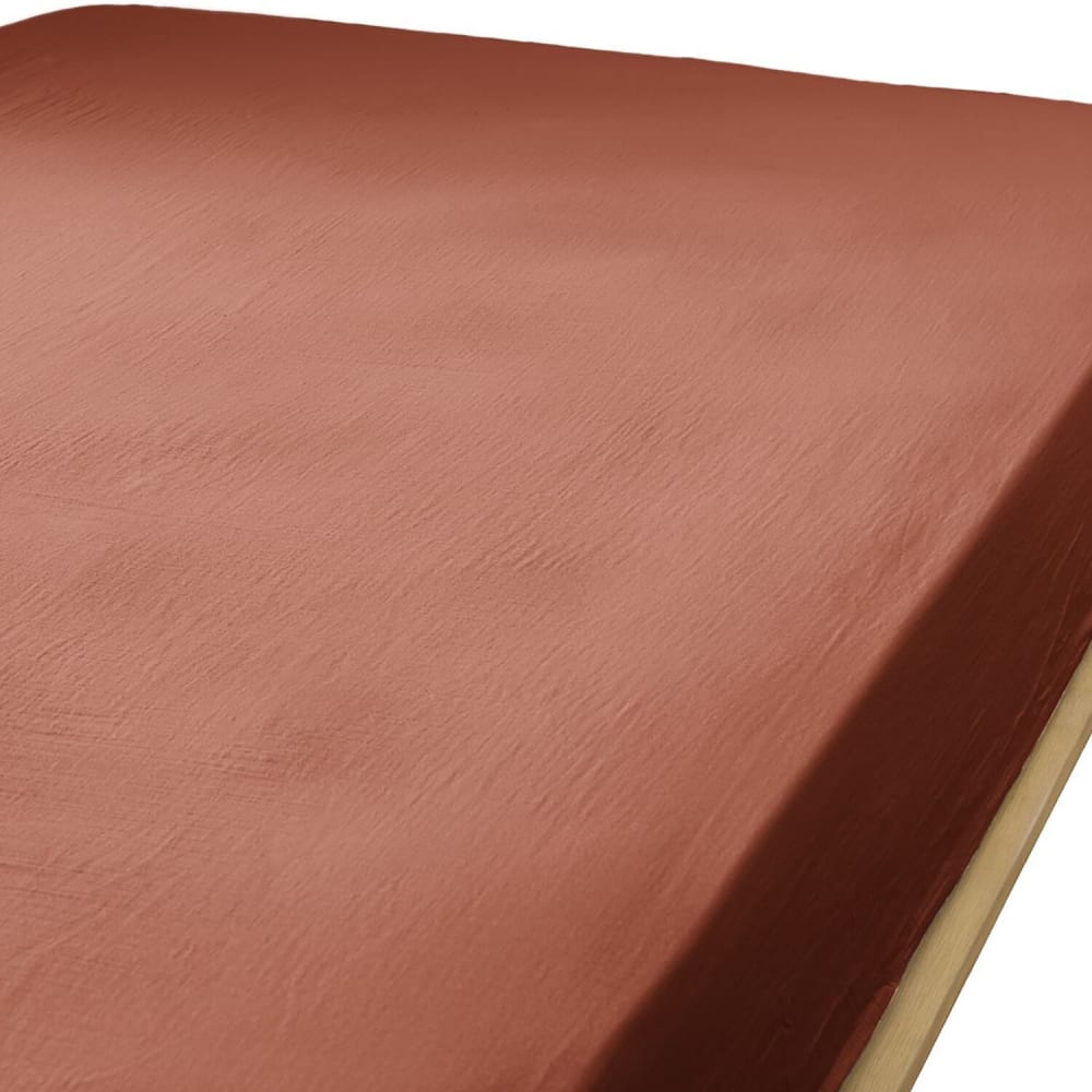 Drap housse en gaze de coton terracotta 90x190 cm — vue 4