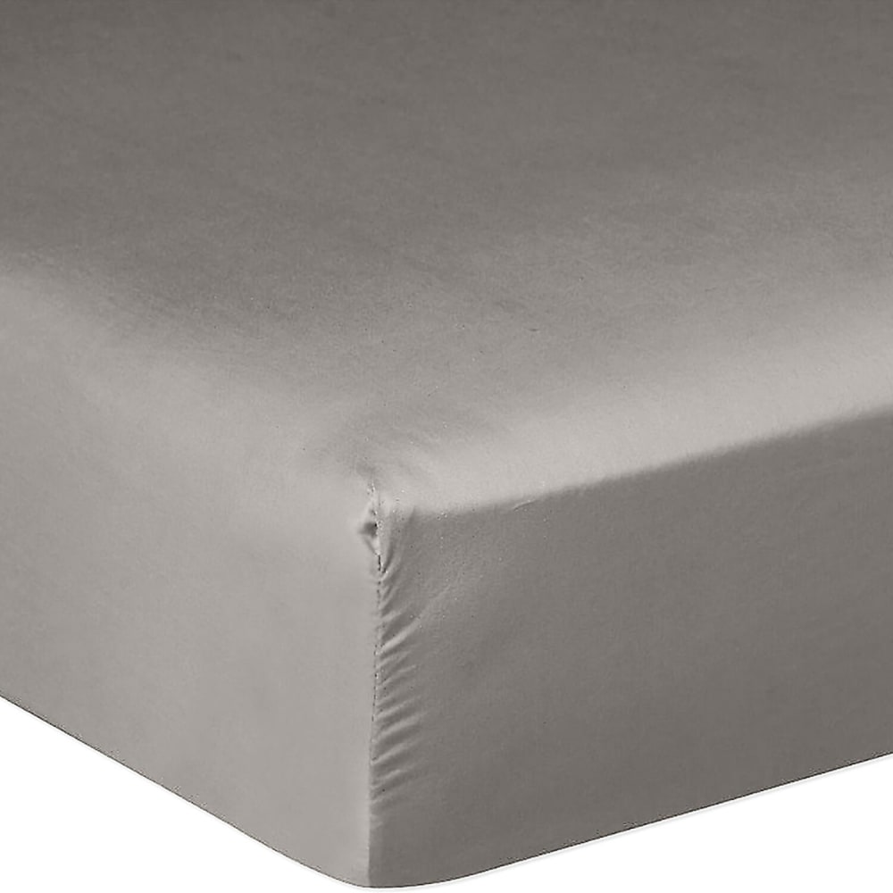 Drap housse en satin de coton gris clair 140x190 cm