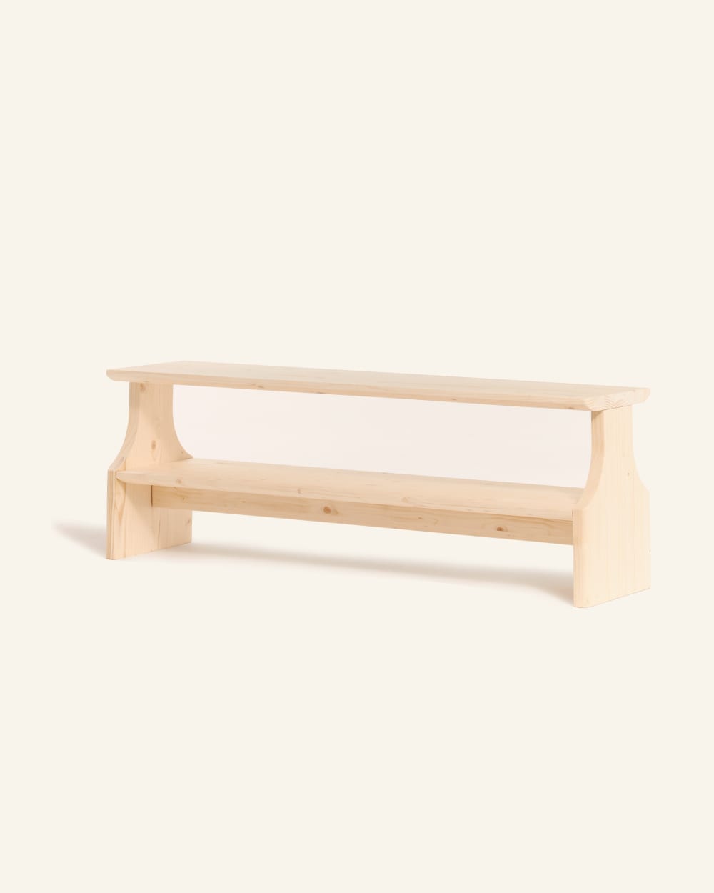 Banc en bois massif de pin, couleur beige
