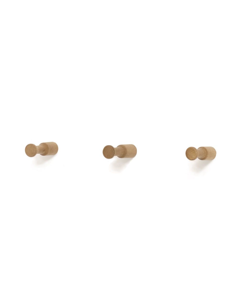 Lot de 3 patères en bois naturel
