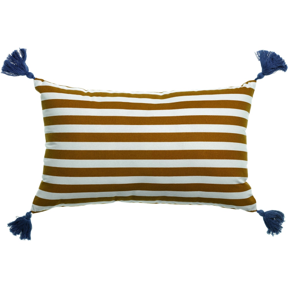 Coussin déco polycoton jaune 50x30 cm