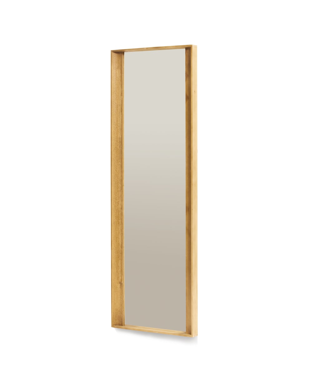 Miroir sur pied en bois massif couleur naturelle, 160 cm