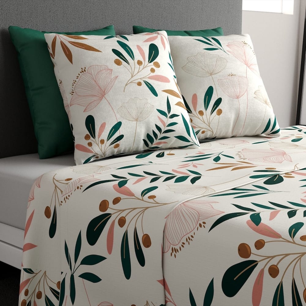 Parure de draps en coton imprimée + taie 180x290 cm