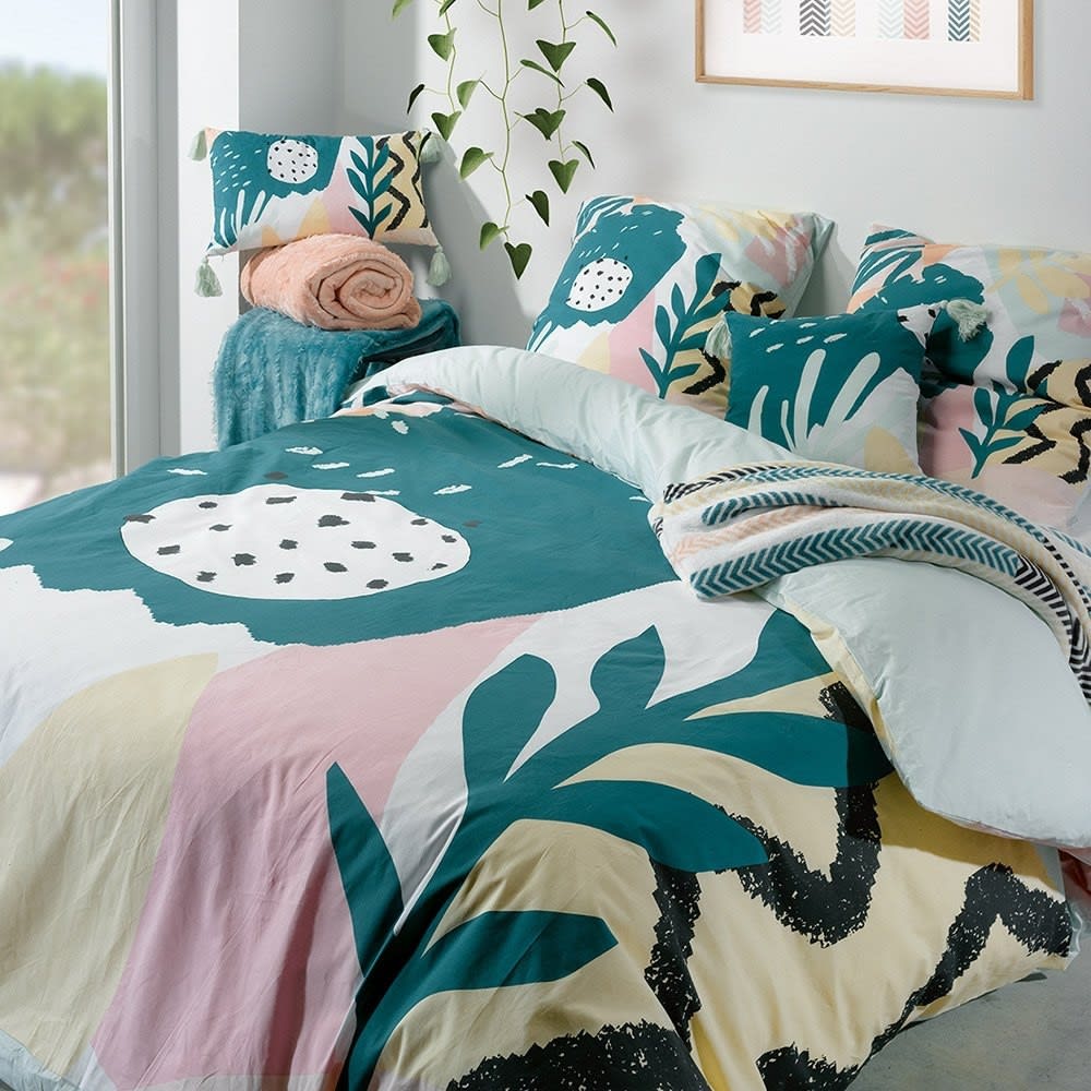 Parure de couette 100% coton 57 fils imprimée 260x240 2 taies
