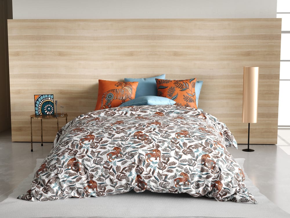 Parure housse de couette en coton imprimée + 2 taies 260x240 cm