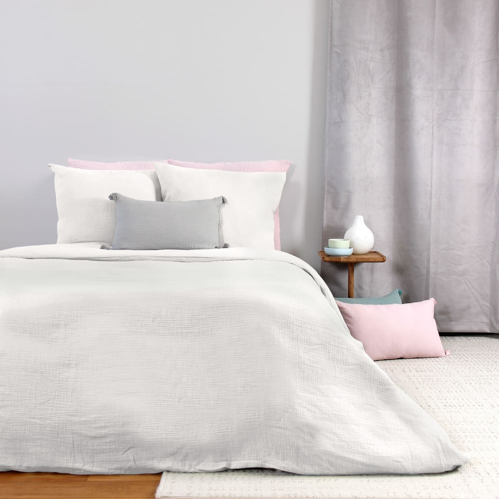 Parure de lit en double gaze de coton gaze de coton/coton blanc