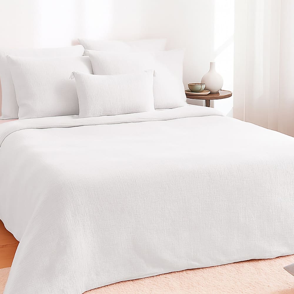 Parure housse de couette en gaze de coton blanc 260x240 cm