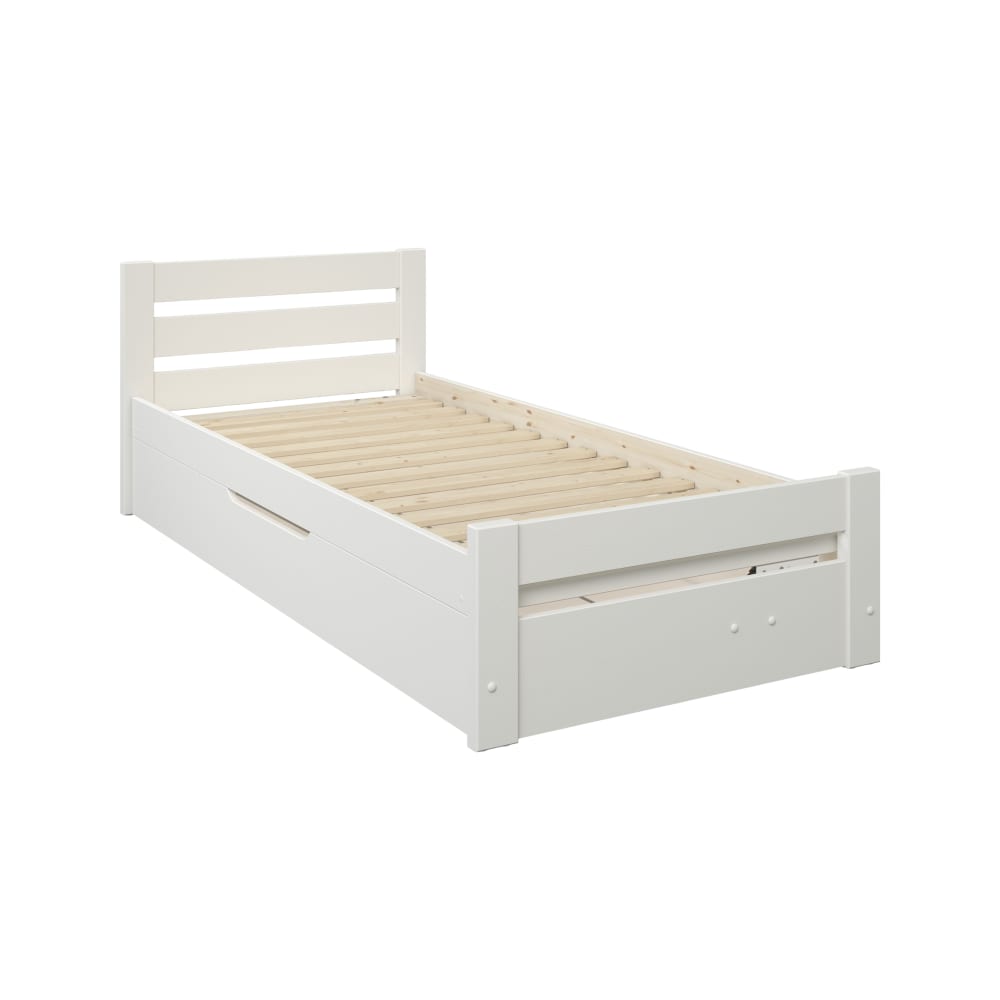 CAMIF - Lit coffre effet bois blanc 90 x 200 cm