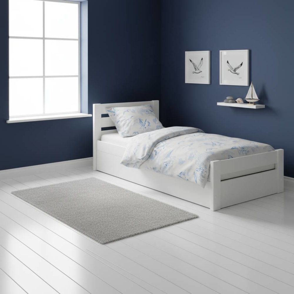 Lit coffre effet bois blanc 90 x 200 cm (CAMIF) - Image 1