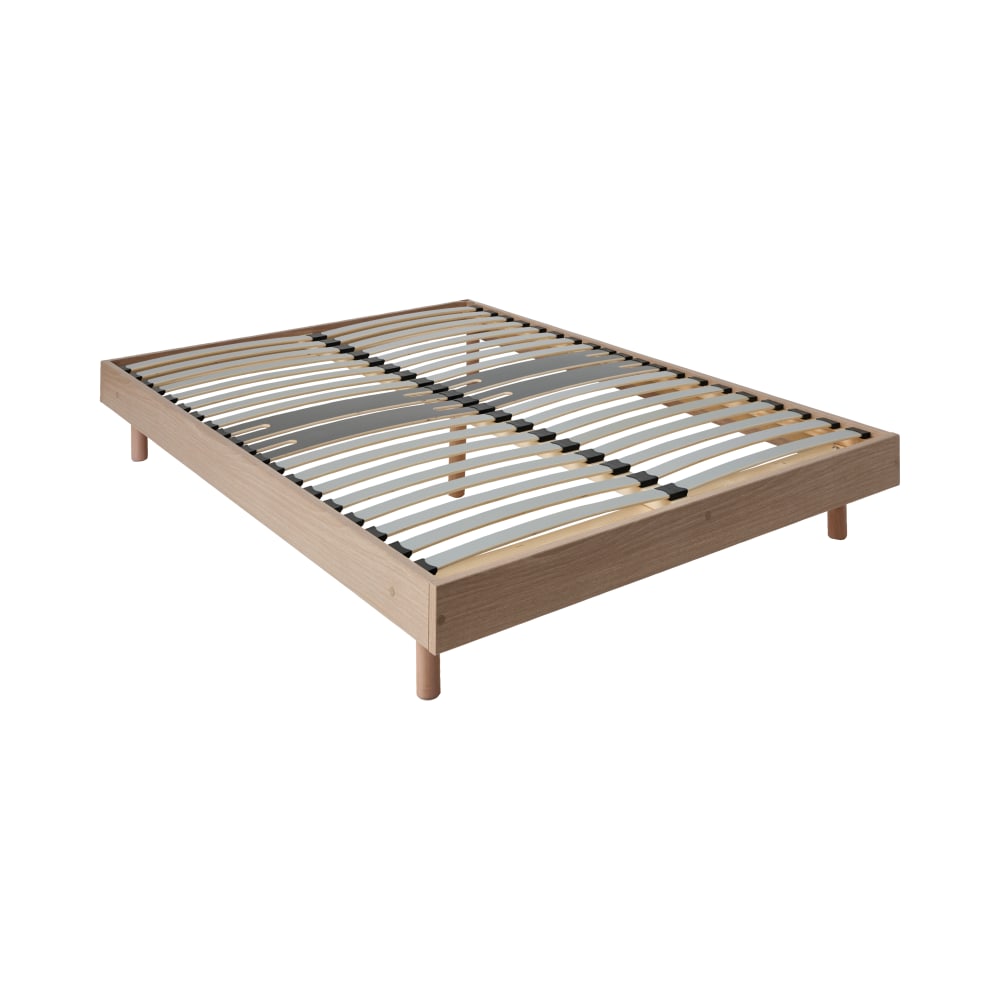 Sommier kit décor effet chêne clair 160 x 200 cm