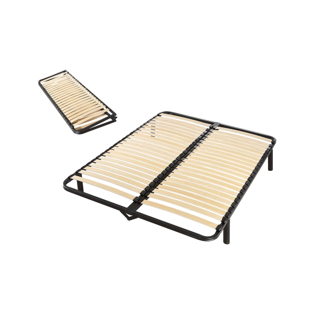 Sommier cadre en métal noir pliable à lattes 2 x 70 x 190 cm - Maisons du Monde