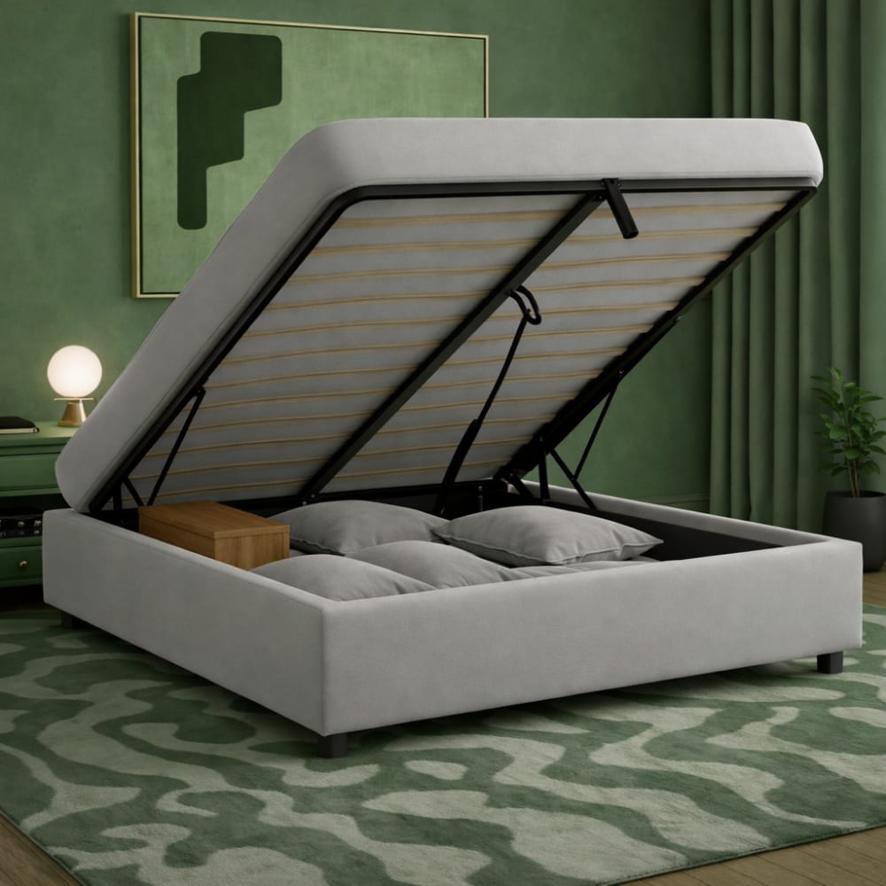 Reca Bedding Bettkasten elektrisch, hellgrauer Stoff, mit Fernbedienung 160x200 style modern - Spanplatte