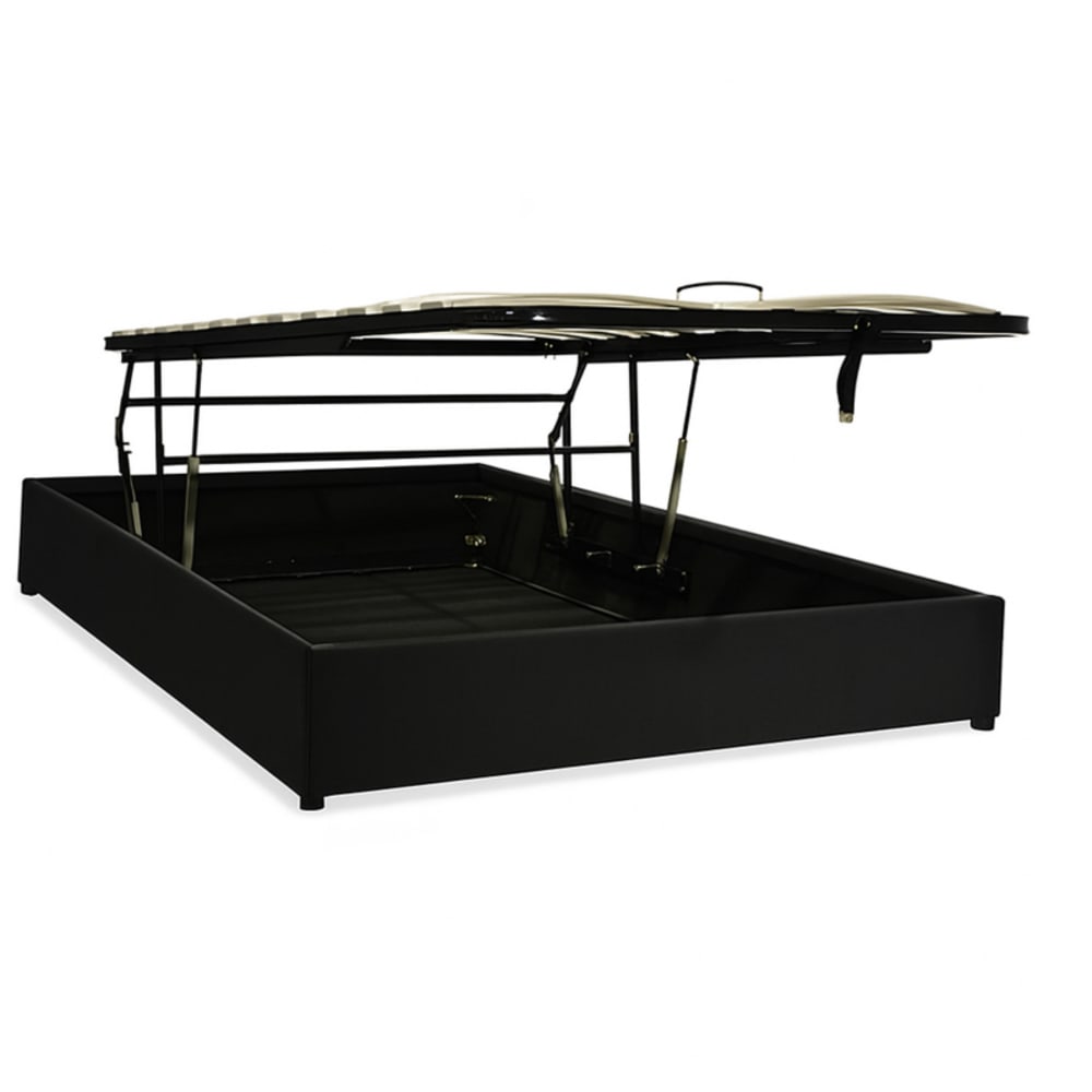 Lit coffre ouverture parallèle en tissu gris foncé 140x190 cm