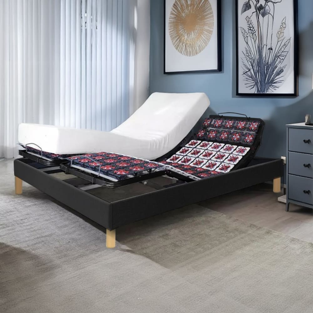 Lit electrique, matelas à mémoire de forme, contour tissu 140x190cm