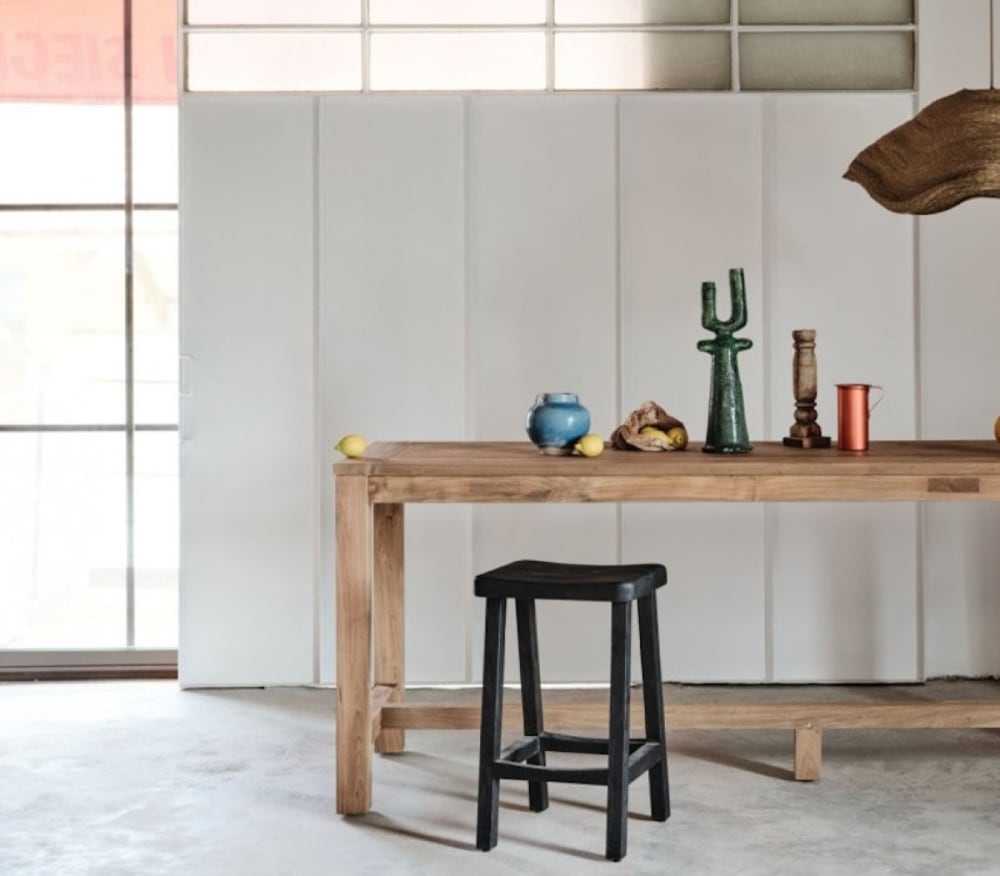 Hochwertiger Stehtisch aus recyceltem Teakholz - Maisons Du Monde