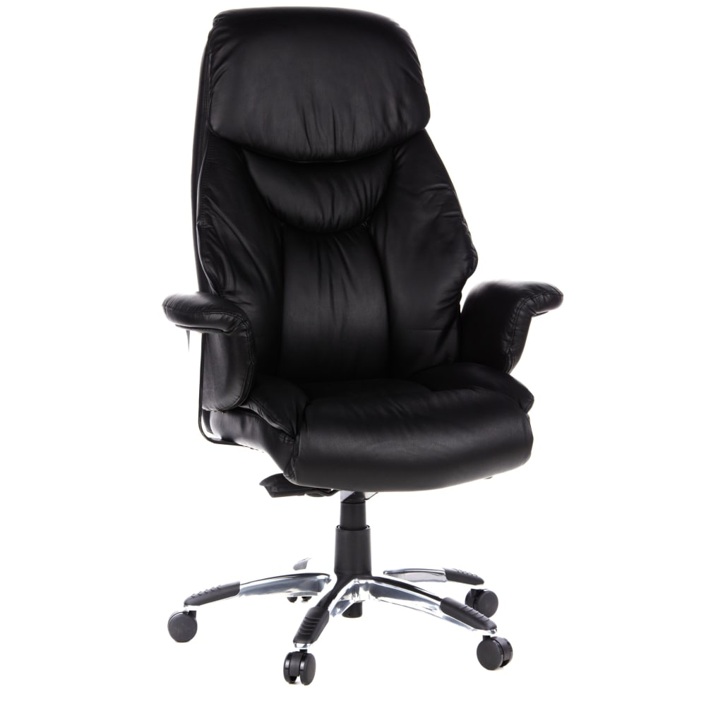 hjh OFFICE Luxus Chefsessel aus Leder, Schwarz Schwarz Leder