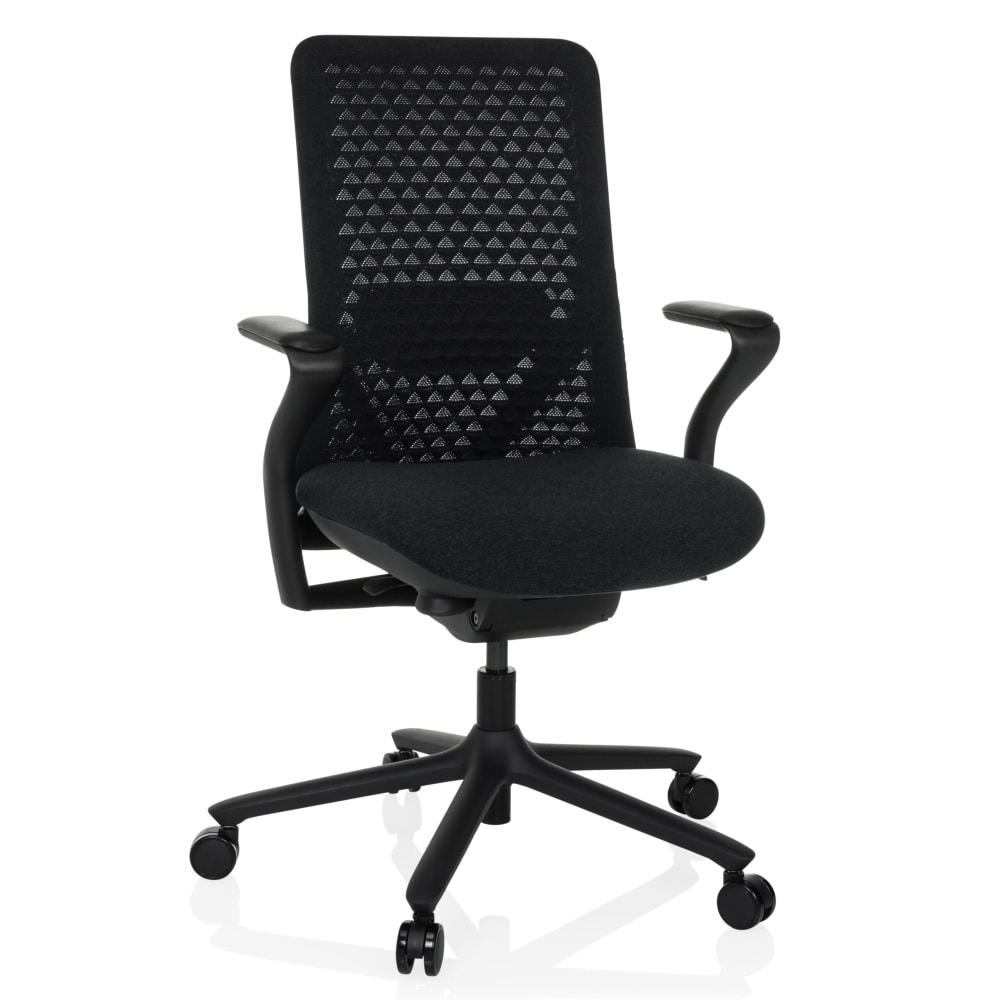 hjh OFFICE High End Bürostuhl aus Stoff / Netzstoff, Schwarz Schwarz