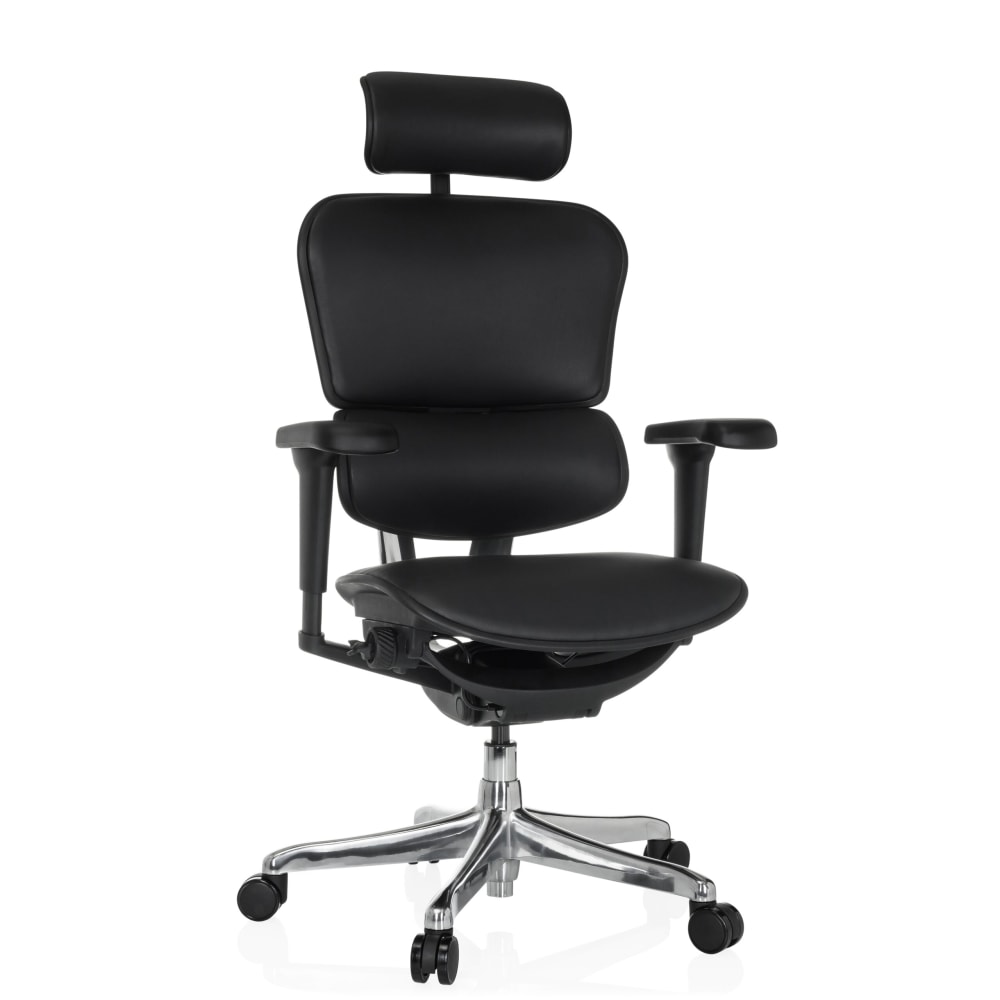 hjh OFFICE Luxus Chefsessel aus Leder, Schwarz Schwarz Leder