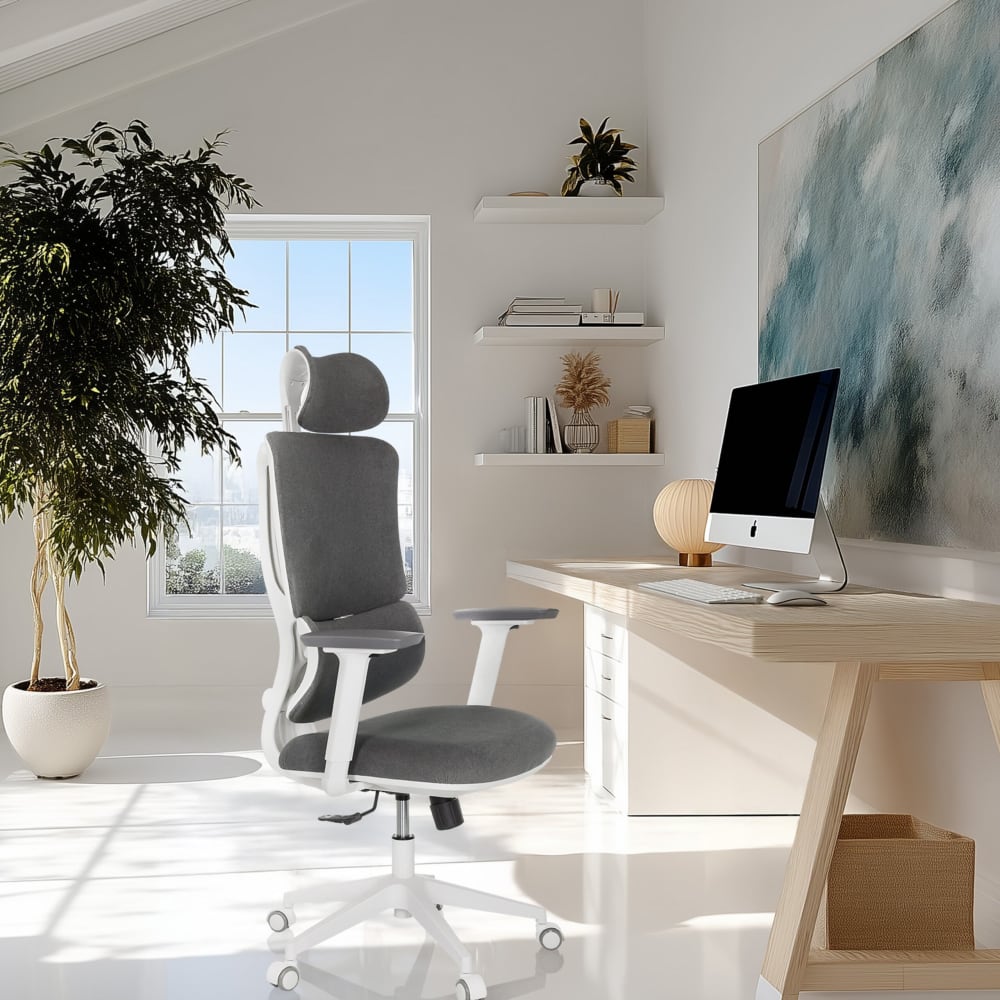 Home Office Bürostuhl aus Stoff, Grau - Maisons Du Monde
