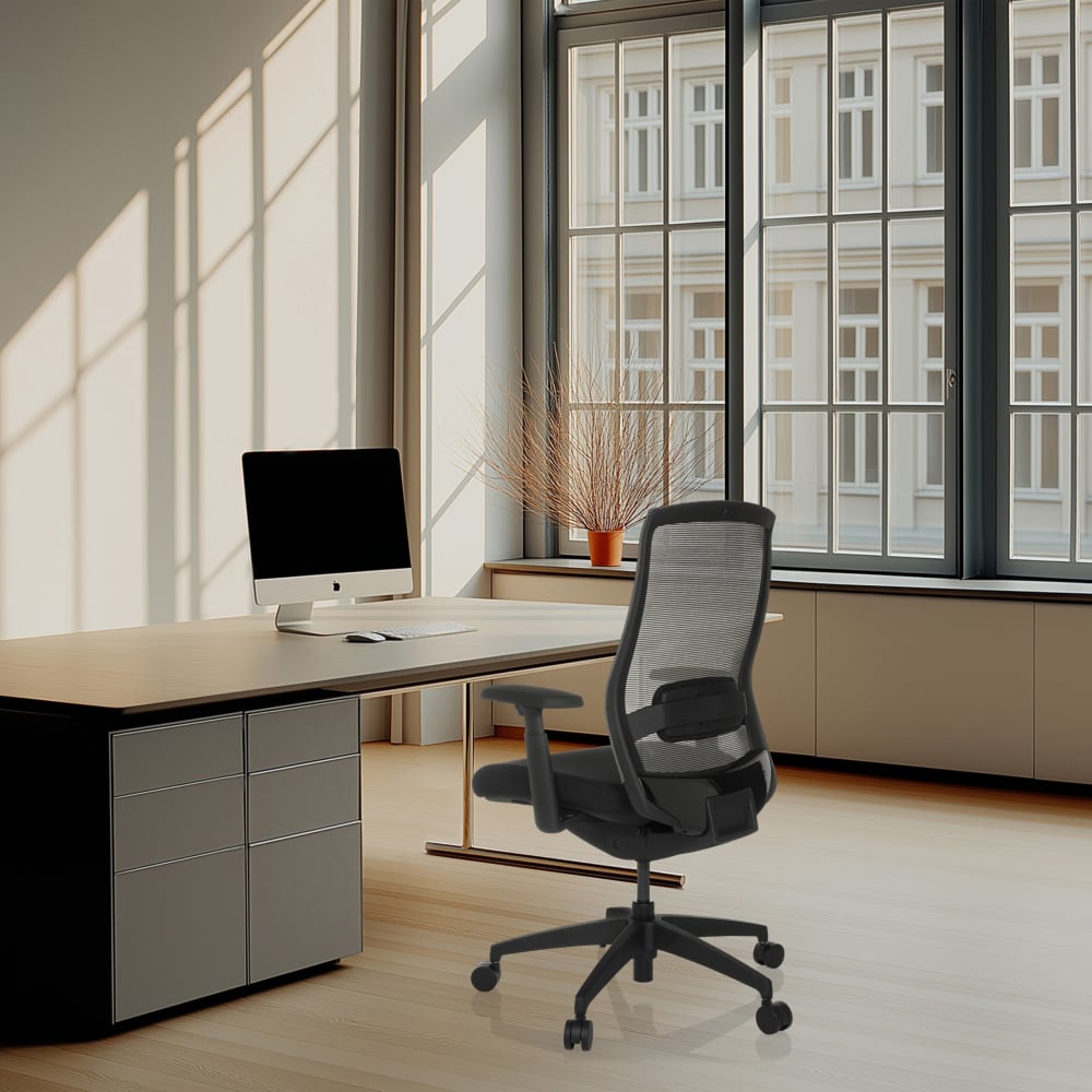Profi Bürostuhl aus Stoff / Netzstoff, Schwarz - Maisons Du Monde