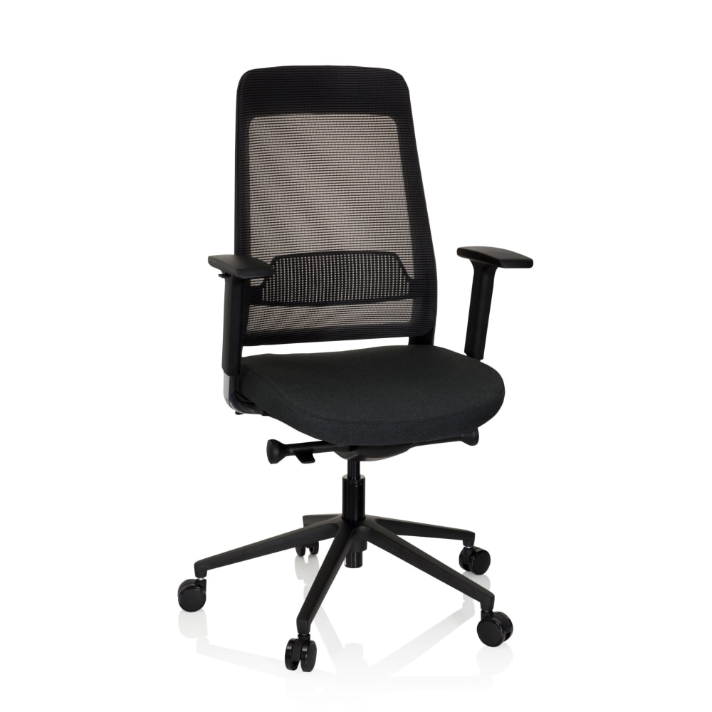 hjh OFFICE Profi Bürostuhl aus Stoff / Netzstoff, Schwarz Schwarz Junge