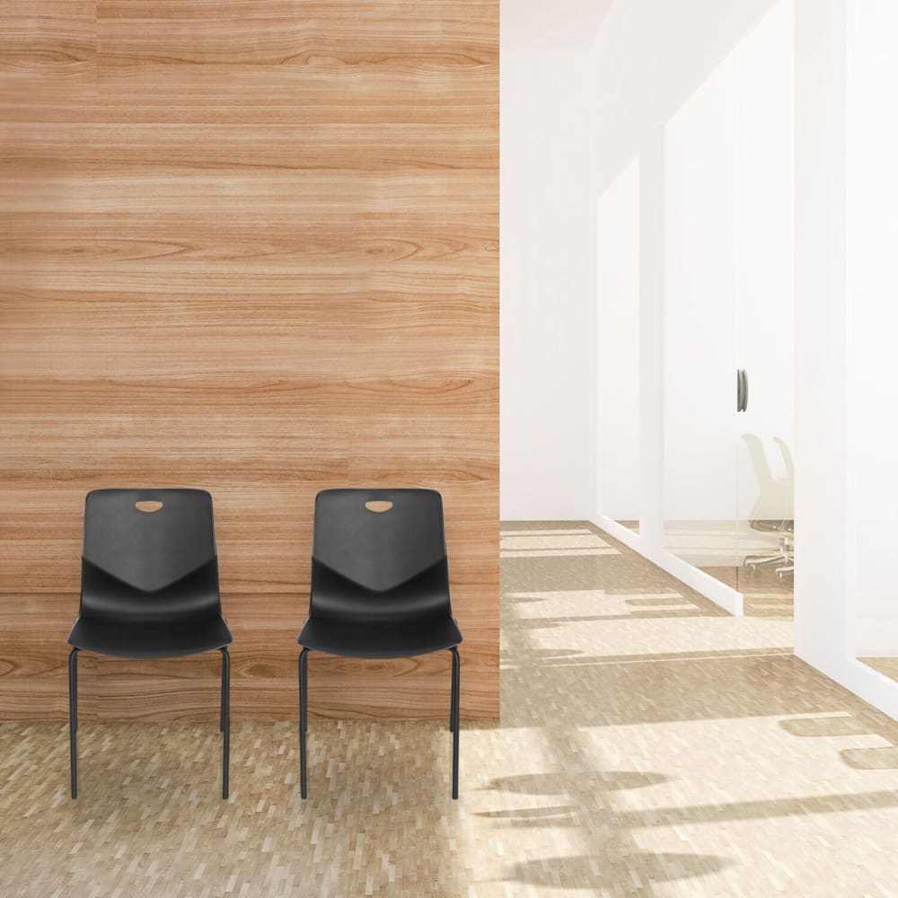 hjh OFFICE Vierfußstuhl aus Kunststoff, Schwarz Schwarz Silikon-organosiloxan