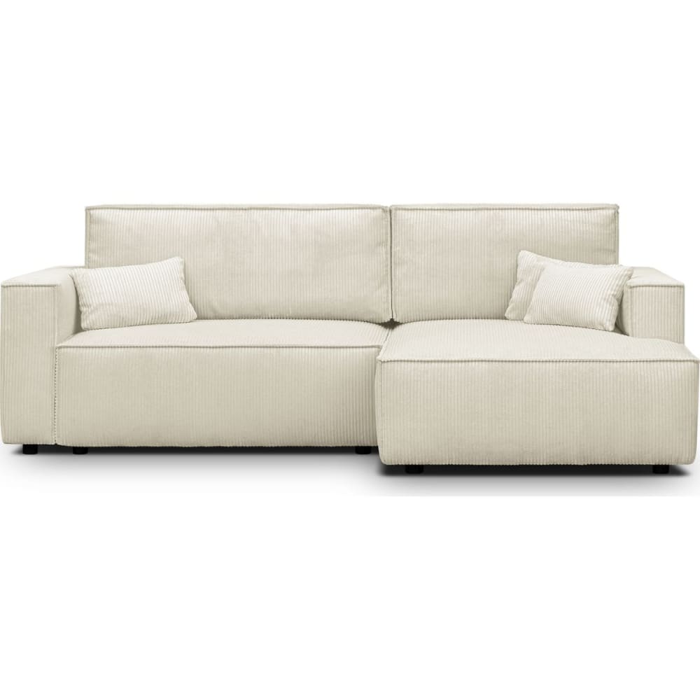 Canapé d'angle droit convertible 3 places - velours côtelé beige